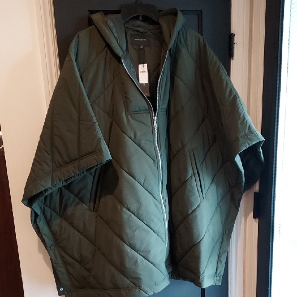 Banana Republic Olive Quilted Hooded Poncho
